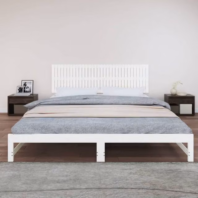 Berkfield Home White Solid Wood Pine Wall Headboard, W: 204 cm, D: 3 cm, H: 60 cm – 1