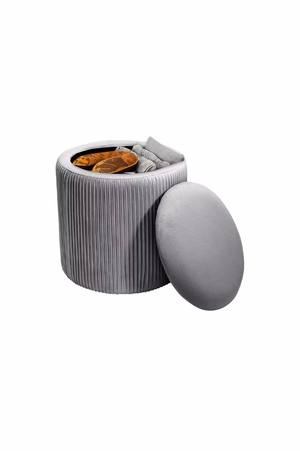 ExtraStar Modern Pleated Storage Ottoman with Lift-Up Lid in Grey – 2