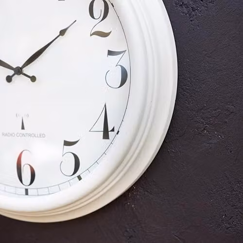 Primrose Radio Controlled Outdoor Garden Clock in Antique White, Diameter: 38 cm – 5