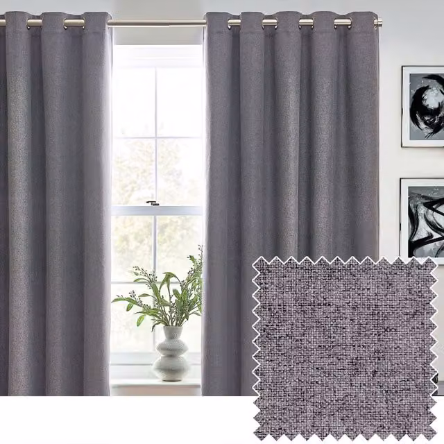 Riva Home Furn Blackout Eyelet Curtains, Thermal Insulating, Grey/Black, W/D/H: 229 x 229 x 229 cm – 4