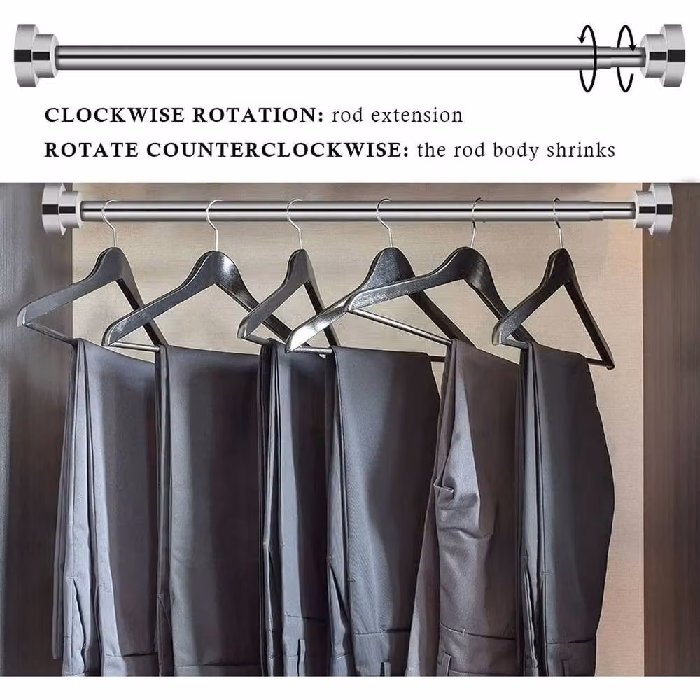 KORVIXA Silver Stainless Steel Telescopic Shower Curtain Tension Rod – 2