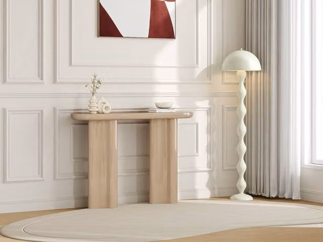 Vente-unique LESONA Lacquered Beige MDF Console Table W/D/H: 80 x 35 x 50 cm