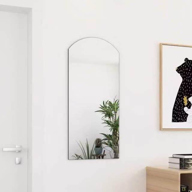 Berkfield Home Minimalist Rectangular Glass Wall Mirror in White, W: 90 cm, H: 45 cm