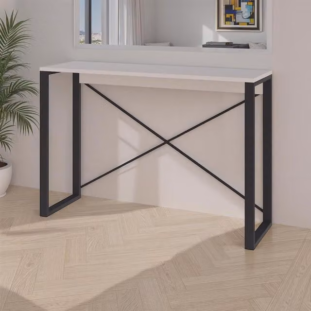 FWStyle Sandstone Modern Console Hallway Table in Beige, W/D/H: 110 x 35 x 75 cm – 1