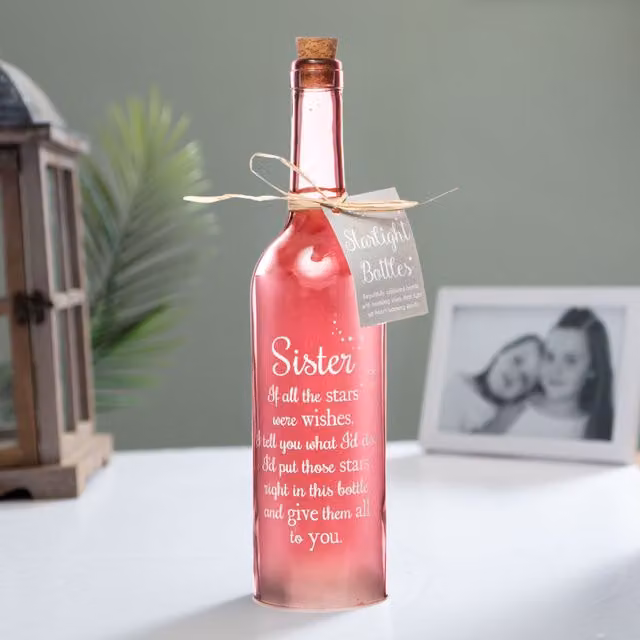Boxer Gifts Women's Sister Starlight Glass Bottle in Pink and Multicolour – 1