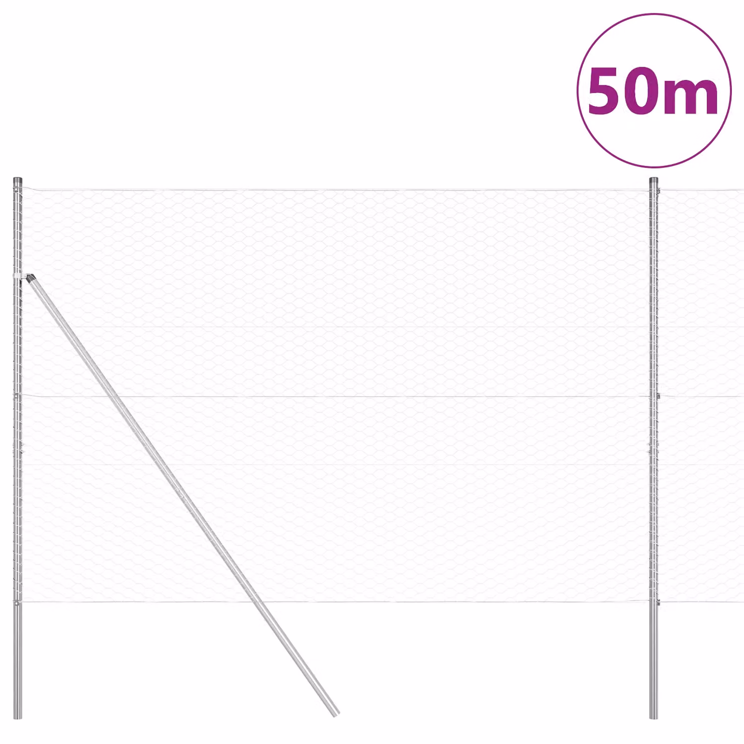 Berkfield Home Hexagon Fence in Silver Galvanised Steel, H: 150 cm x W: 50 m – 2