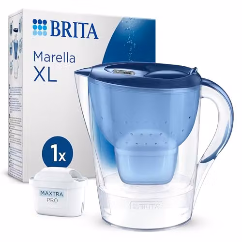 Brita Marella XL Water Filter Jug in Blue with 1x MAXTRA PRO Pure Performance Cartridge, 3.5 l