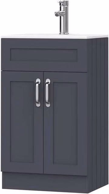 FORGEVIO Crawle Modern Freestanding Grey Bathroom Vanity Unit with Basin Cabinet and Matt Finish, Width: 50 cm – 1