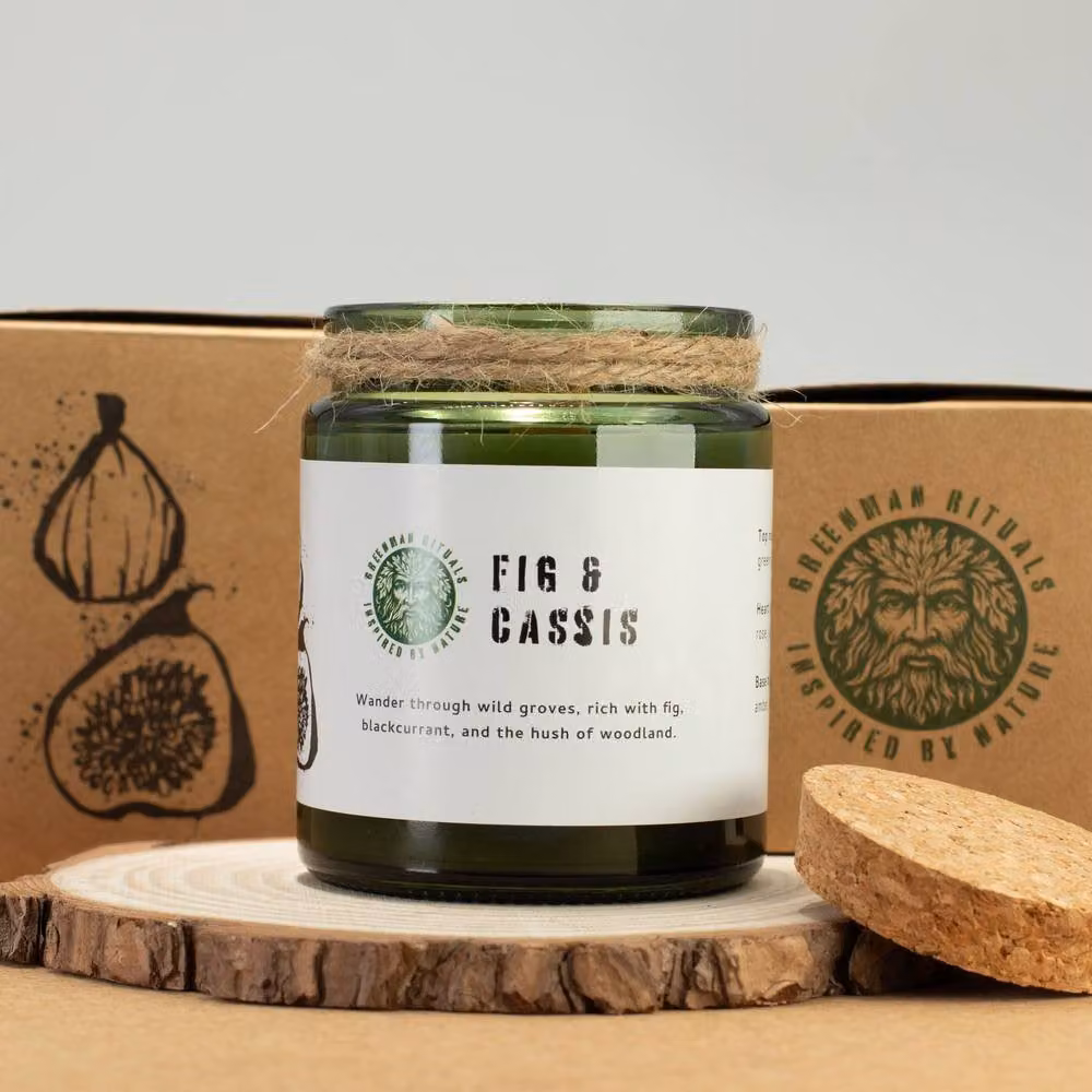 Serenityy Fig & Cassis Soy Wax Aroma Woodwick Candle in Dark Green, 50 g – 4