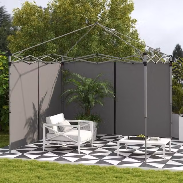 Outsunny 2 Pack Polyester Side Panels for 3x3m or 3x6m Pop Up Gazebo, Beige and Light Grey