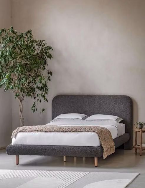 Gallery Direct Rabley Upholstered Bed in Grey, W/D/H: 180 x 200 cm