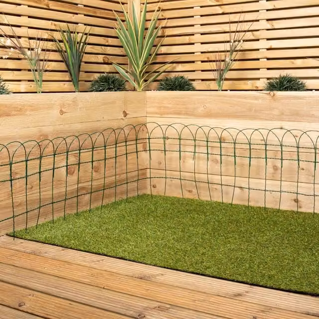 Samuel Alexander Green PVC Coated Metal Garden Patio Border Fencing, Length: 10 m, Height: 40 cm