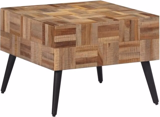 Berkfield Home Beautiful Grey Solid Reclaimed Teak Coffee Table W/D/H: 55 x 55 x 40 cm