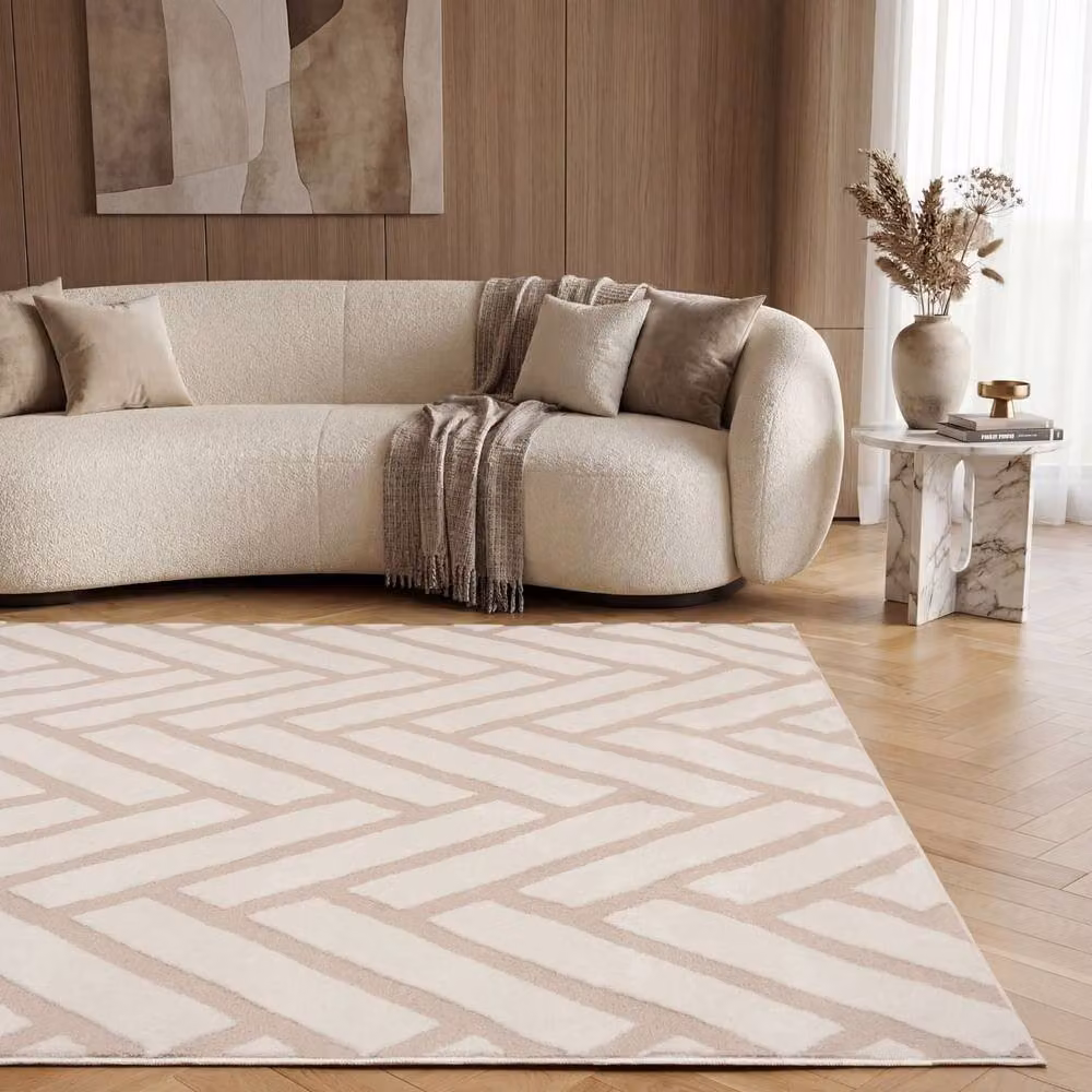 THE RUGS Loft Herringbone Soft Pile Area Rug, Beige, W: 120 cm, D: 170 cm – 2