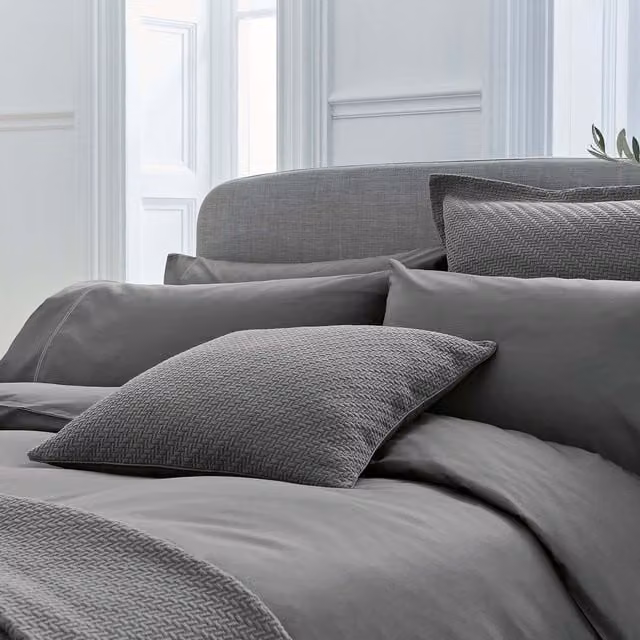 Bedeck of Belfast Andaz Single Cotton Percale Duvet Cover, Charcoal Grey