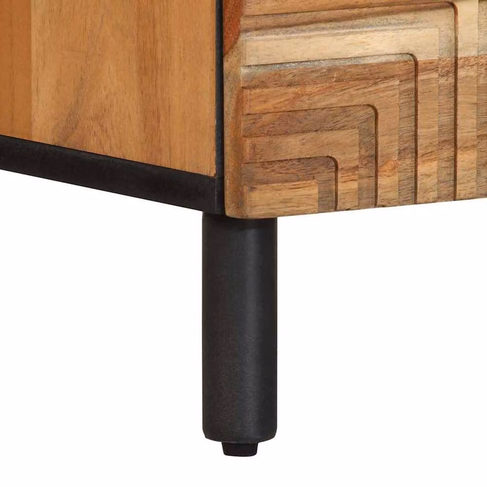 Berkfield Home Set of 2 Acacia Wood Bedside Cabinets in Brown, W/D/H: 40 x 33 x 46 cm – 6