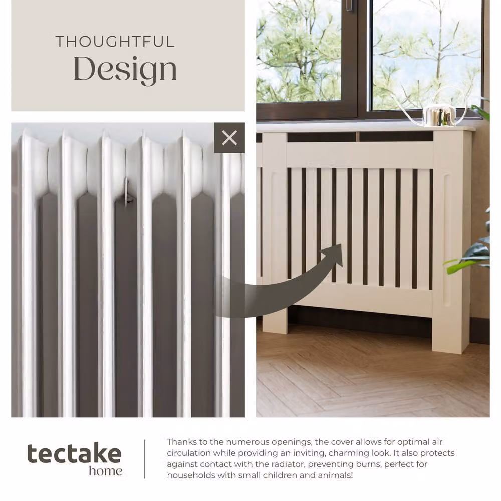 tectake Villa Radiator Cover in White, W: 152.5 cm, H: 82 cm, D: 19 cm – 3