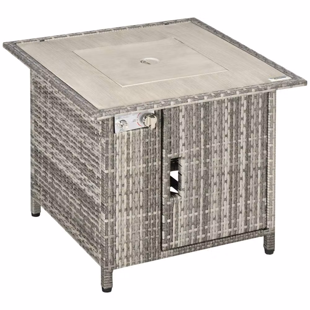 Wyld Haus Hara Luri Grey Rattan Square Outdoor Gas Fire Pit Table W/D/H: 71 x 71 x 62 cm – 2