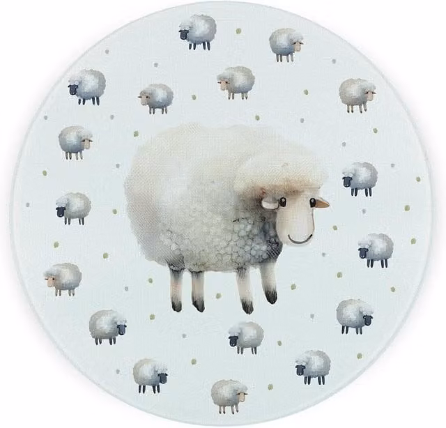 Purely Home Spring Sheep Textured Glass Round Trivet in Grey and Multicolour