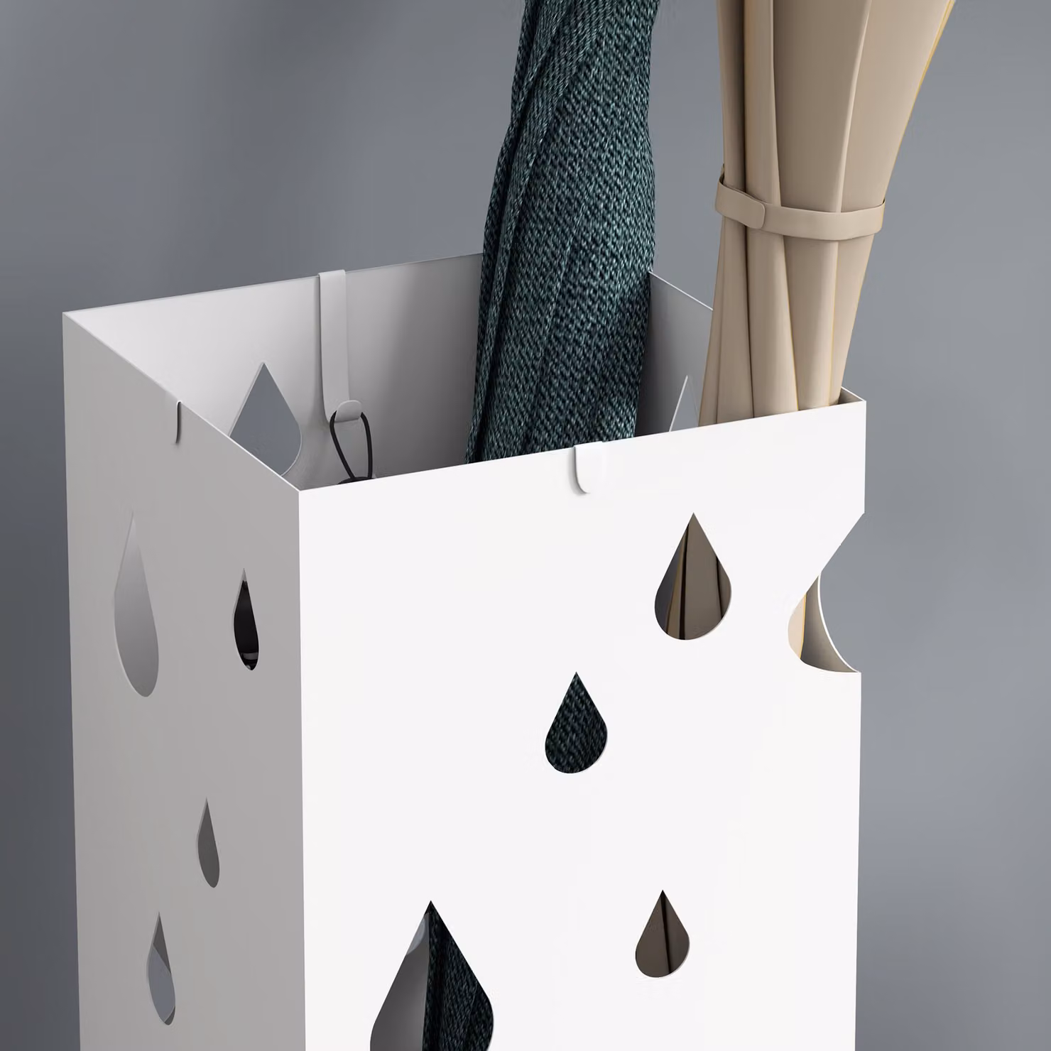 HOMCOM White Steel Six-Umbrella Holder Stand with Removable Tray – 7