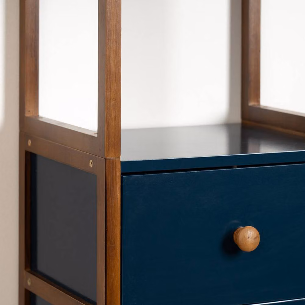 Scottish Everlastings Ltd Tall Navy Blue Bamboo Bathroom Unit with Hinged Doors and Internal Shelves, H 165 x W 29 x D 32 cm – 2