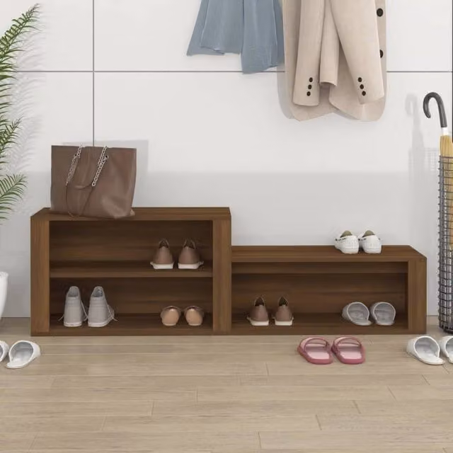 Berkfield Home Brown Oak Shoe Cabinet W: 150 cm, D: 35 cm, H: 45 cm – 1