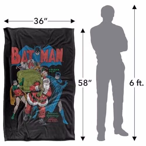Warner Bros. Batman Seasons Greetings Christmas Comic Cover Super Soft Fleece Throw Blanket, Multicolour, W: 91 cm, D: 147 cm – 4