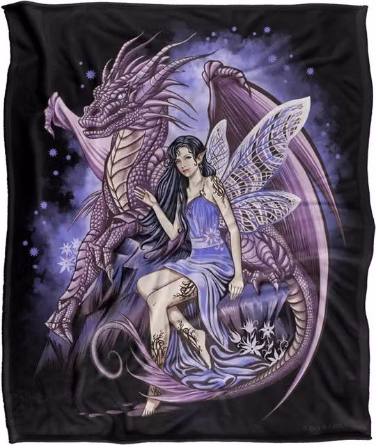 JQ Licensing En Protectors of the Realm Fairy and Dragon Silky Touch Super Soft Throw Blanket, White, W/D/H: 152 x 127 cm – 6