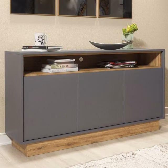 Creative Furniture Mirage Sideboard in Dark Grey and Oak, W: 130 cm