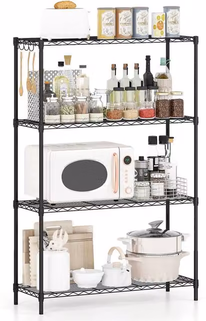 Gymax 4-Tier Adjustable Metal Wire Shelving Unit in Black