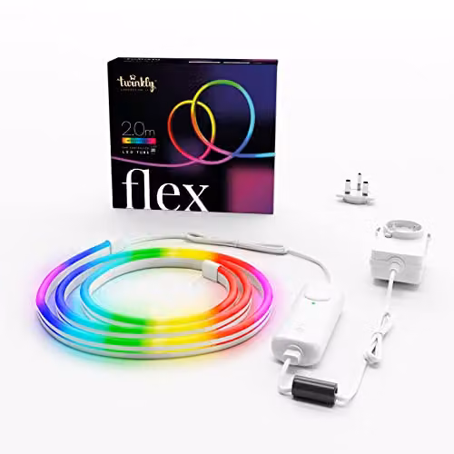 Twinkly Flex RGB LED Strip Light, Multicolour, White Wire, 2m – 4