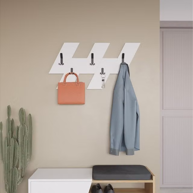 Decortie Ivy Modern Wall Mounted Hanger - White