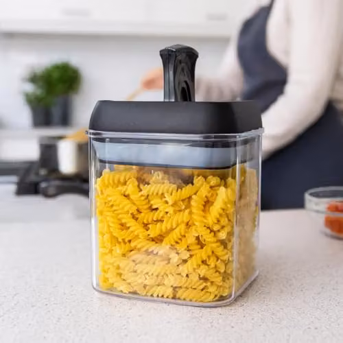 Argon Tableware Airtight Plastic Food Storage Containers with White Flip Lock Lids, 500ml, Black, Set of 9 – 5