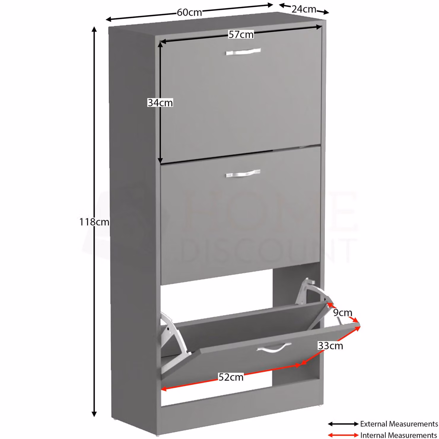 Vida Designs 3 Drawer Shoe Storage Cabinet Organizer in Grey – 1
