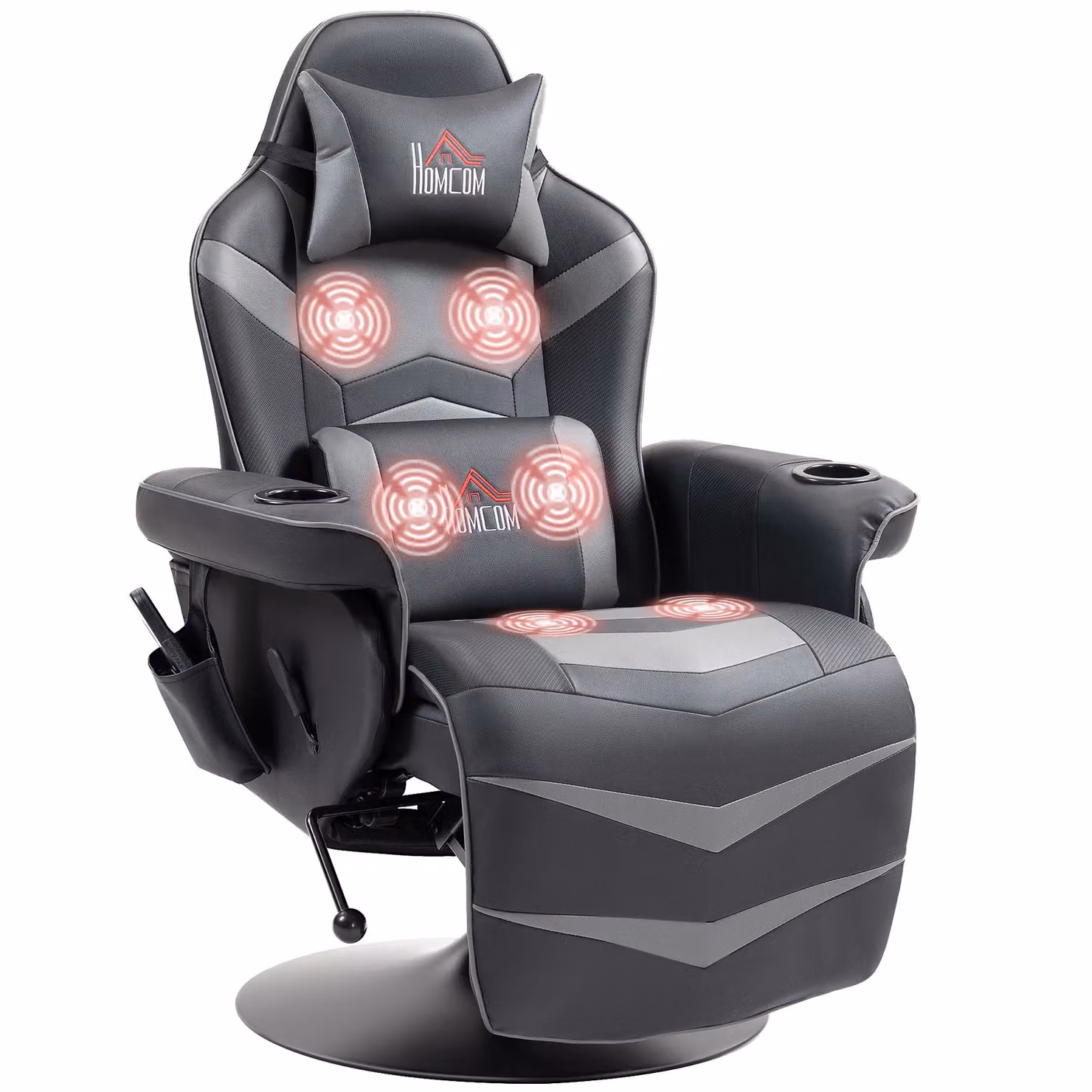 HOMCOM Grey PU Leather Massage Recliner Armchair with Remote Control – 2