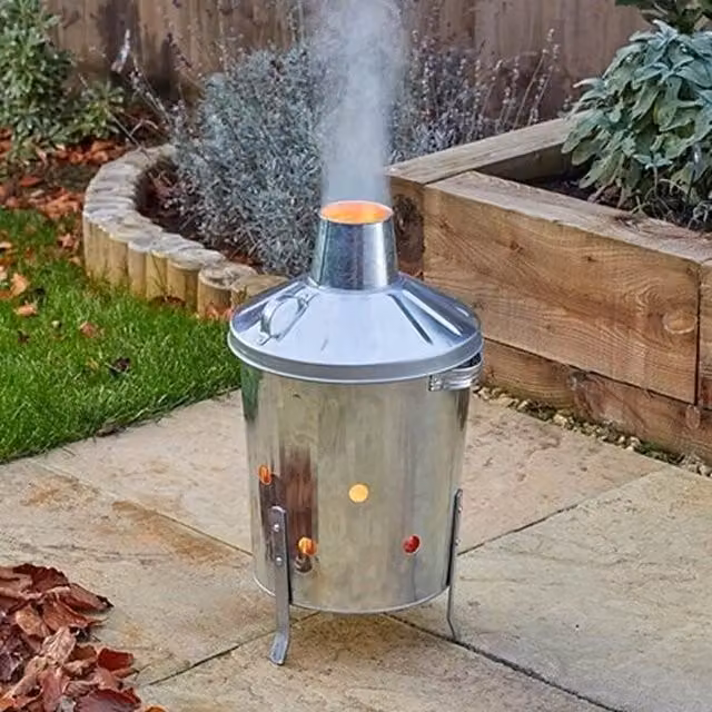 Smart Garden MiniCinerator Small Garden Waste Incinerator in Galvanised Steel, Silver