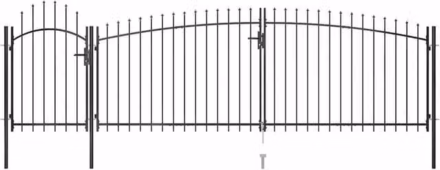 Berkfield Black Steel Garden Fence Swing Gate with Spear Top, W: 4 m, H: 2 m