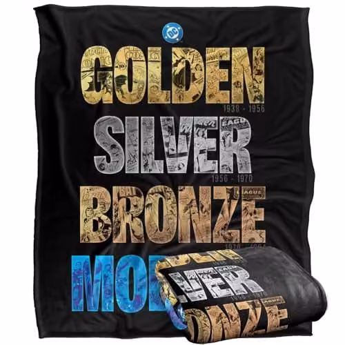 Warner Bros. Justice League DC Across The Years Super Soft Fleece Throw Blanket, Multicolour, W: 152 cm, D: 127 cm