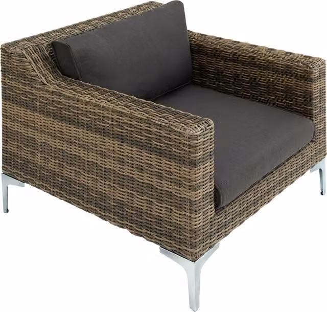 tectake Modern Rattan Garden Armchair in Anthracite Grey