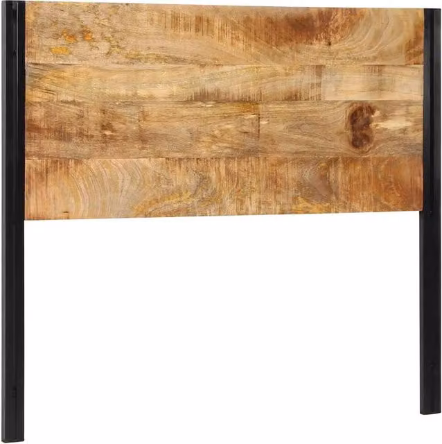 Berkfield Home Industrial Mango Wood and Iron Headboard in Brown, Width: 120 cm – 1