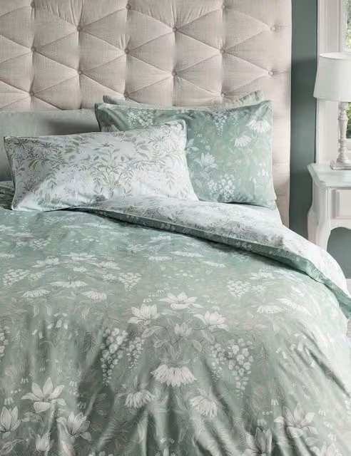 Laura Ashley Parterre Single Bedding Set, Light Green, 100% Cotton Mako Sateen