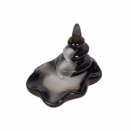 Something Different Black and Bronze Resin Pebbles Backflow Incense Burner, H 7.5 cm x W 9.3 cm – 2