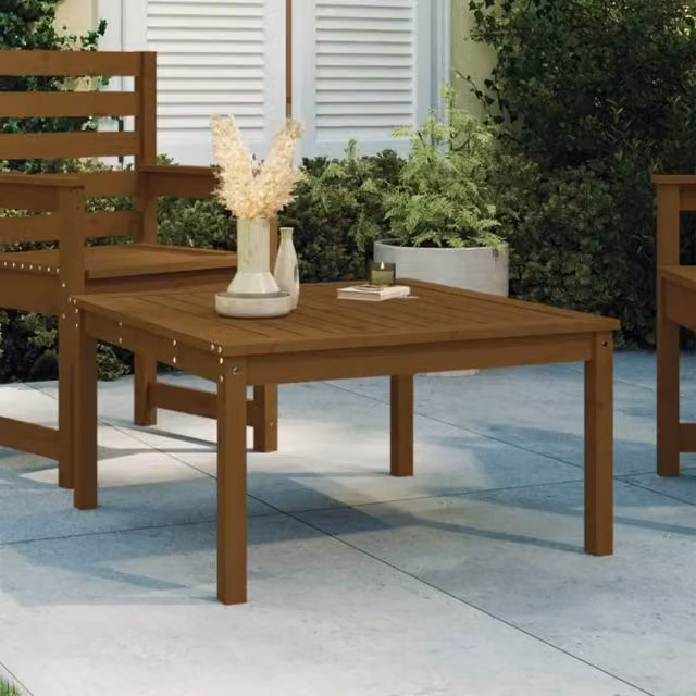 Berkfield Home Rustic Square Garden Table in Honey Brown Solid Pine, W/D/H: 82.5 x 82.5 x 45 cm – 1