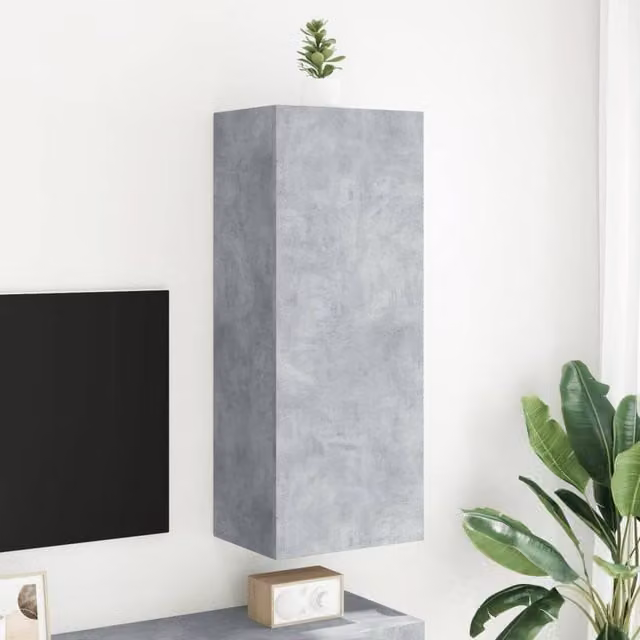 Berkfield Home TV Wall Cabinet in Concrete Grey, W: 40.5 cm, D: 30 cm, H: 102 cm