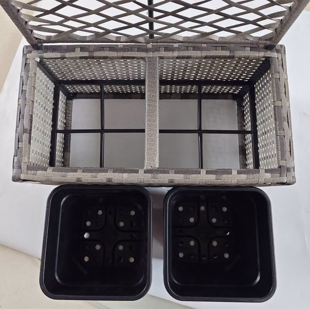 STILVORA Grey Raised Planter with Trellis made of Galvanised Steel, W/D/H: 57 x 25 x 22 cm – 6