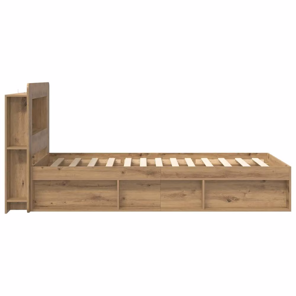 Berkfield Home Artisan Oak Bed Frame with Storage Drawers, Brown, W/D/H: 90 x 190 x 35 cm – 2