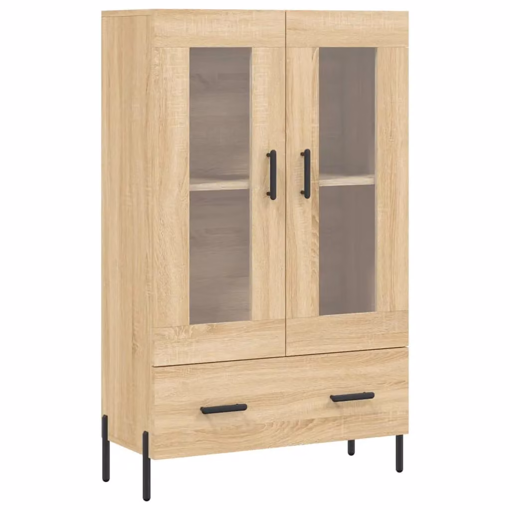 Berkfield Home Sonoma Oak Highboard in Brown with Glass Doors, W/D/H: 69.5 x 31 x 115 cm – 2