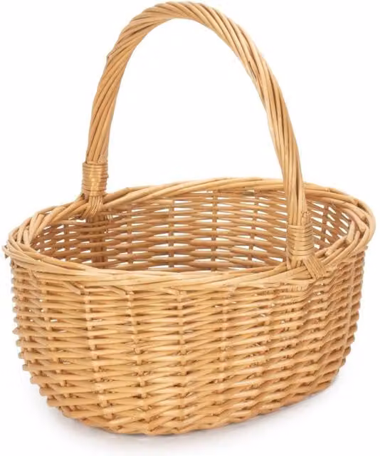 Red Hamper Wicker Shopping Basket with Handles, Brown, W: 30.0 cm, D: 25.0 cm, H: 13.0 cm