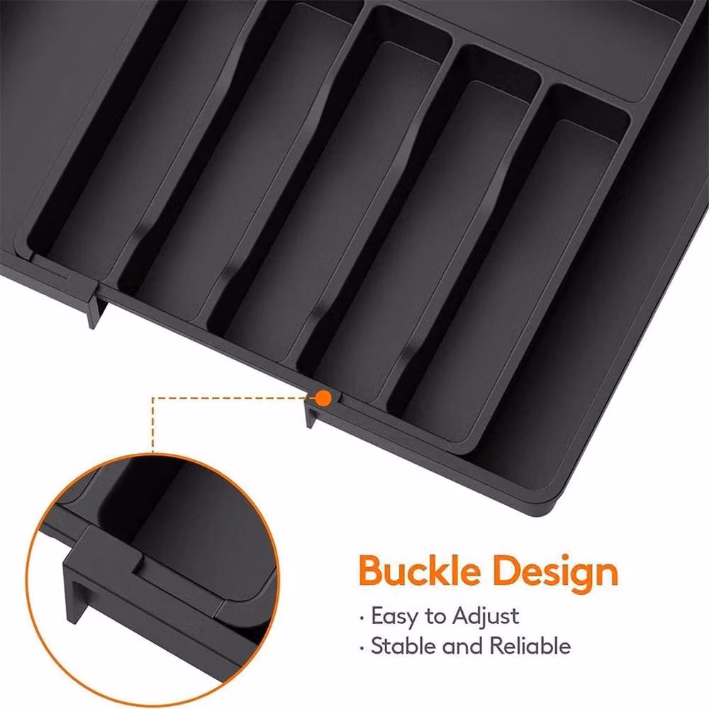 SPETLEK Extendable Cutlery Tray Drawer Organiser Insert, Black – 3