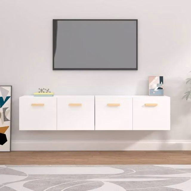 Berkfield Home Set of 2 White Wall Mounted Cabinets with Hinged Doors, W/D/H: 80 x 35 x 36.5 cm – 1